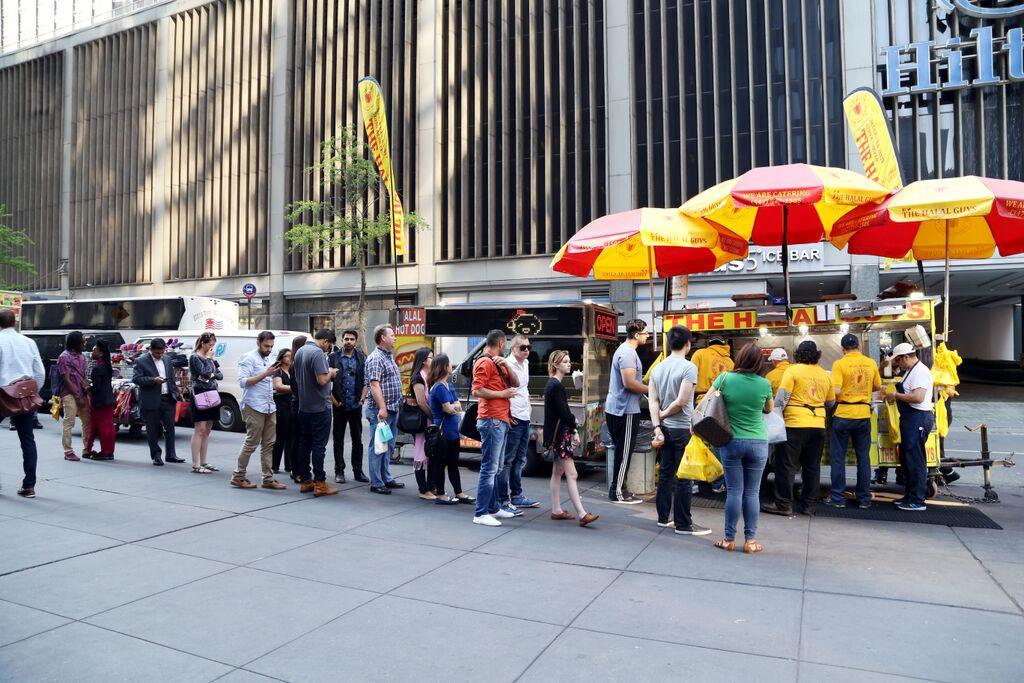 The famous never-ending line at The Halal Guys food cart[1]