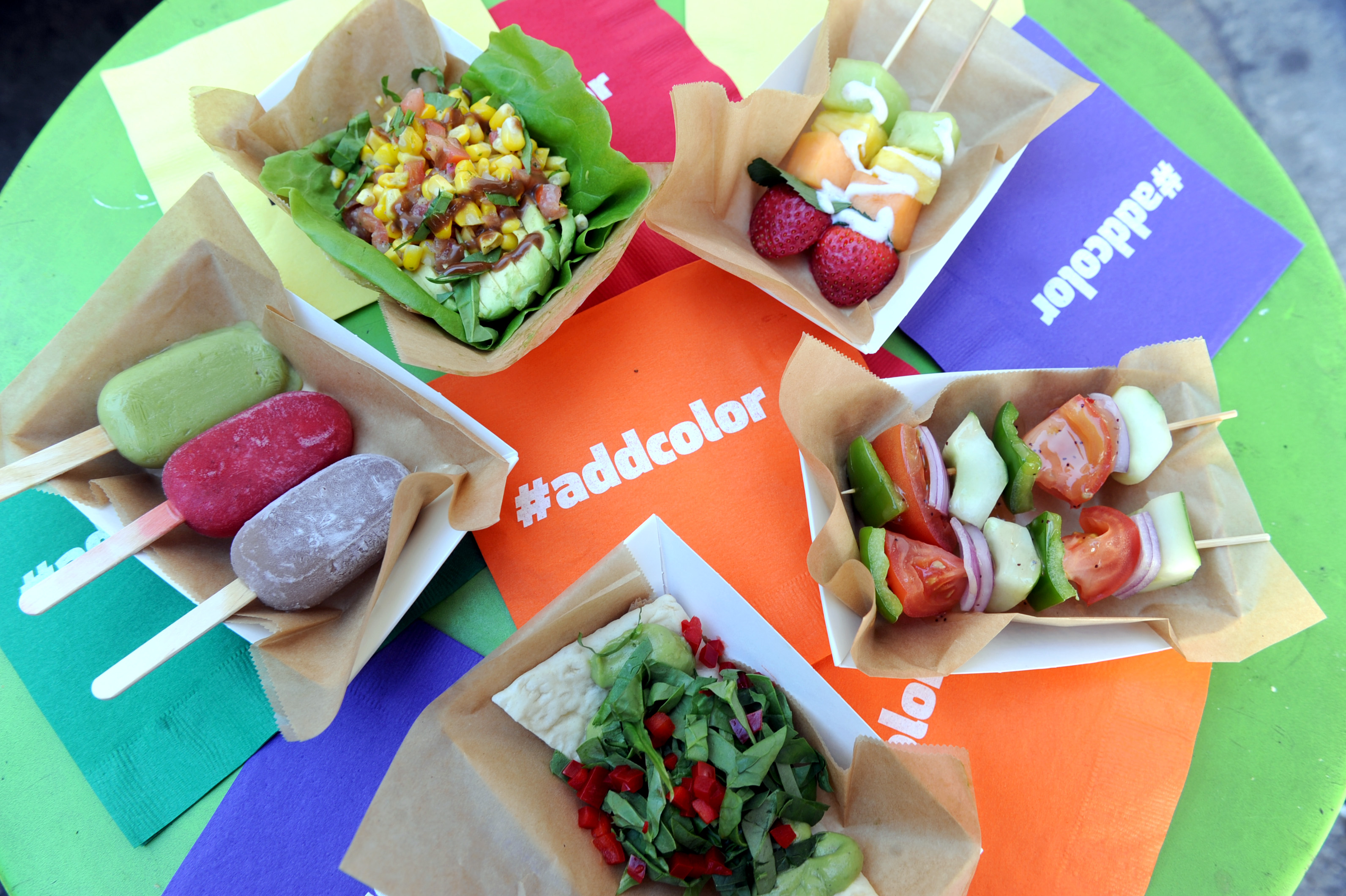IMAGE DISTRIBUTED FOR AMERICAN HEART ASSOCIATION - Colorful fresh fruit and vegetable creations are on display from the American Heart Associations +color food truck presented by SUBWAY restaurants, Thursday, Sept. 22, 2016 in New York. (Diane Bondareff/AP Images for American Heart Association)