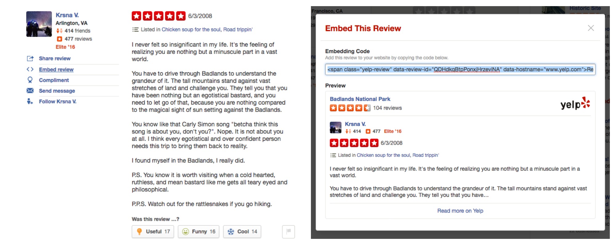Embed a Yelp Review
